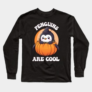 Cute Penguin in Halloween Pumpkin - Penguins Are Cool Long Sleeve T-Shirt